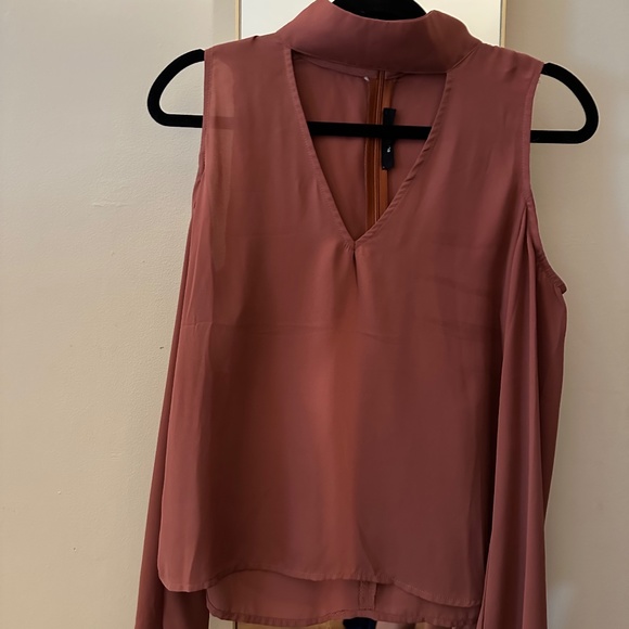 Olivaceous Turtleneck Cold Shoulder Blouse - Picture 2 of 4